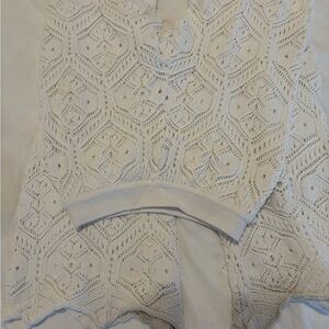 Cream Knit Sleeveless pants